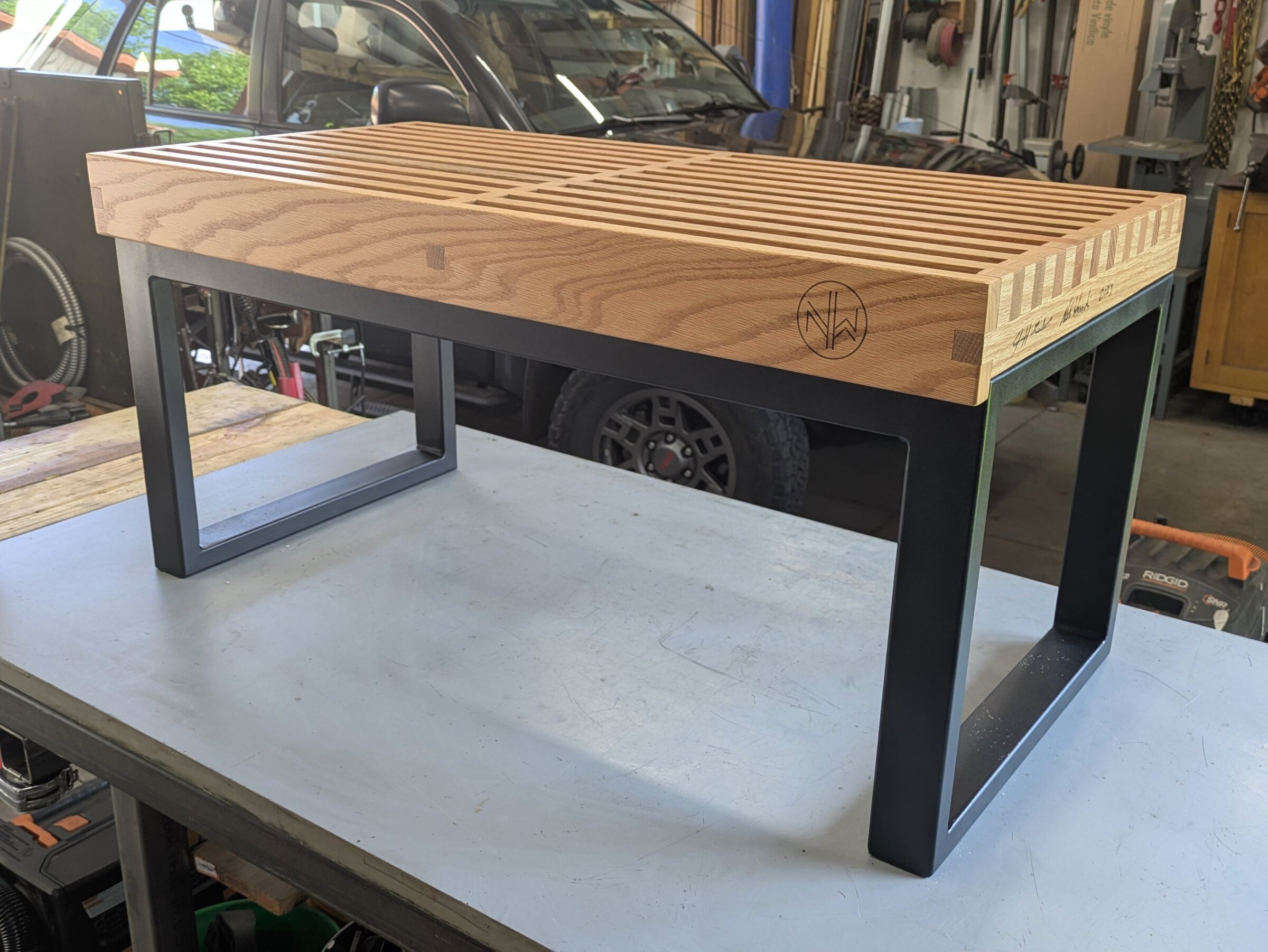 Wood and Metal Bench
